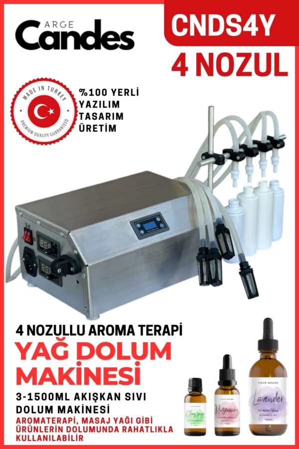 Dört Nozullu Elektirikli Aromaterapi Yağ Dolum Makinası