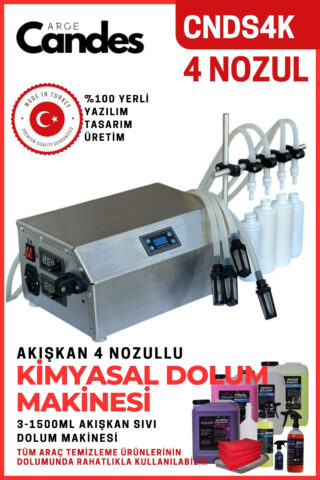 Dört Nozullu Elektirikli Oto Bakım Kimyasalları Dolum Makinesi